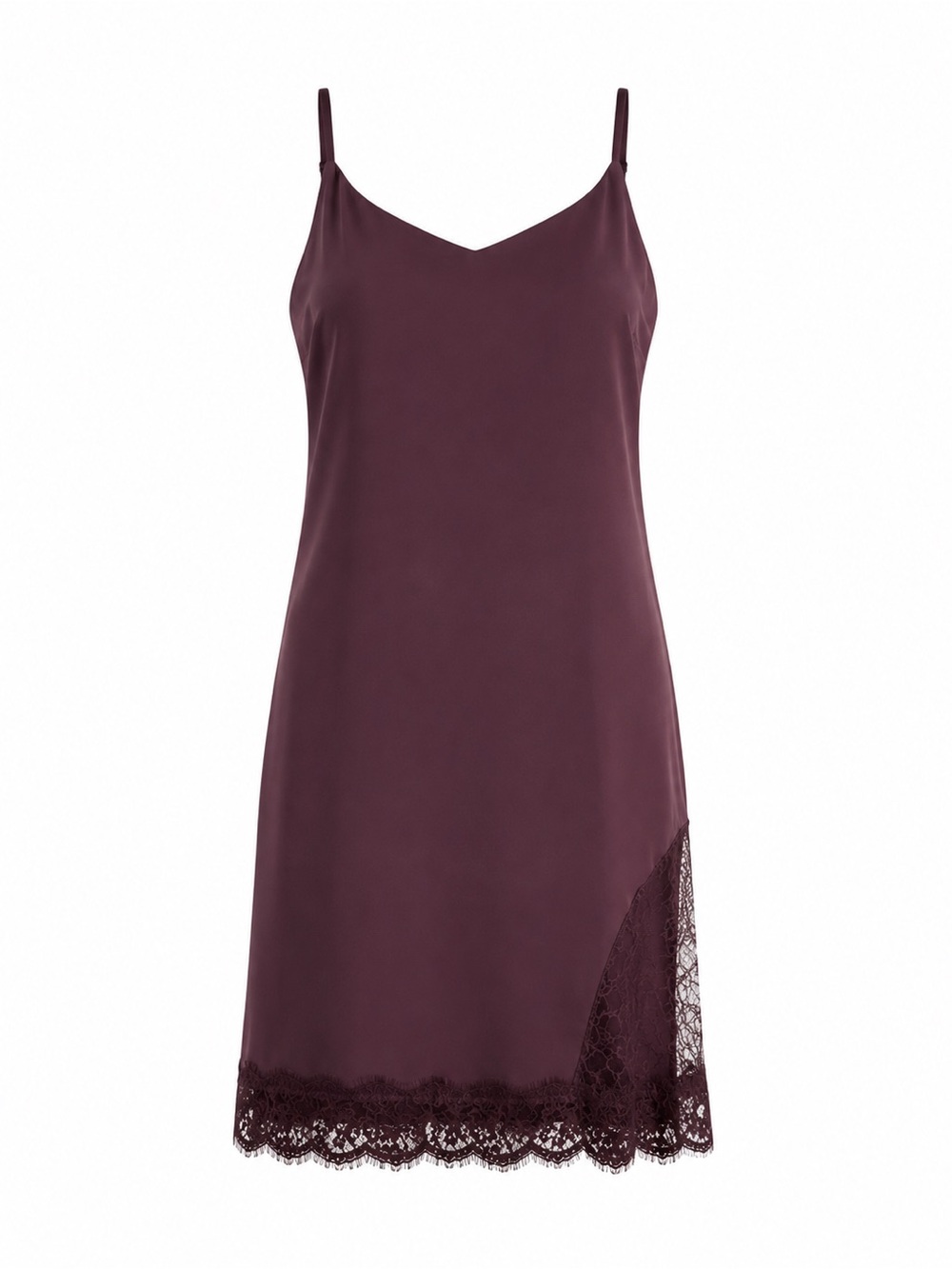 NWT Leith Women's Slip Dress Burgundy Lace Trim Sz: Medium
